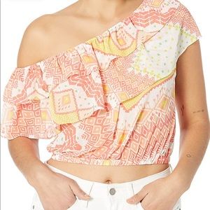 Ramy Brook Printed Milo One Shoulder Cropped Top